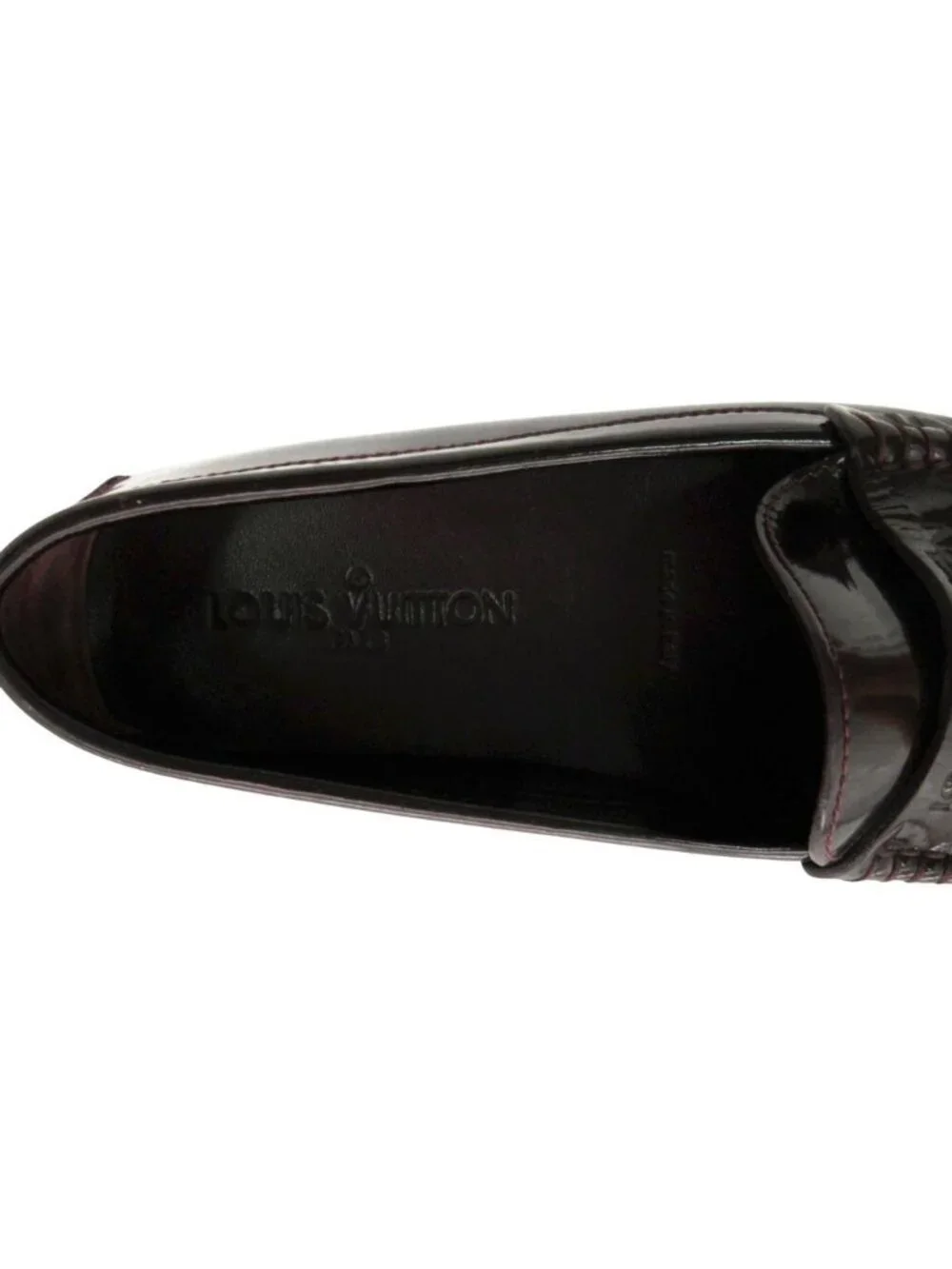 Louis Vuitton Loafers Driving Shoes Slip-on Patent Leather Logo Brown